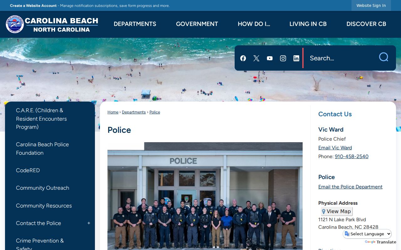 Carolina Beach court records Police Department court-boundary information
