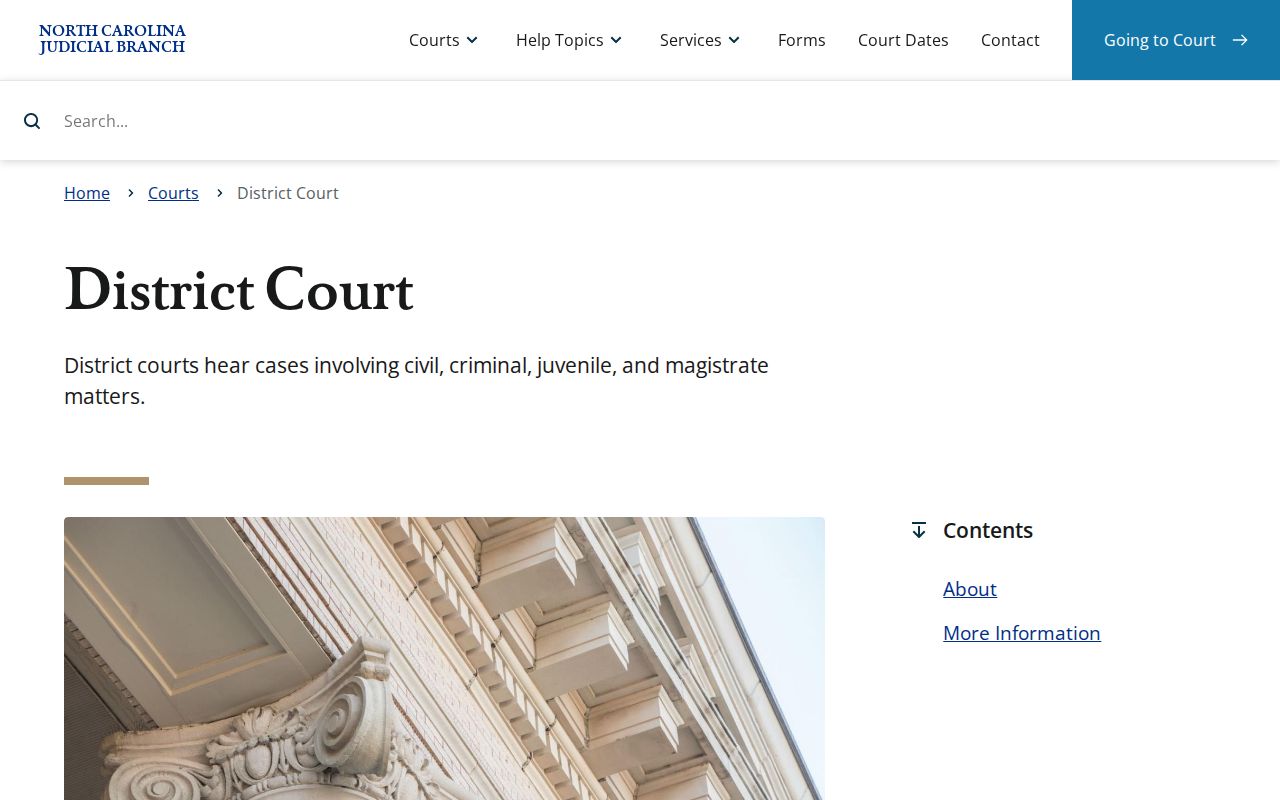 New Hanover County civil court dockets District Court jurisdiction information