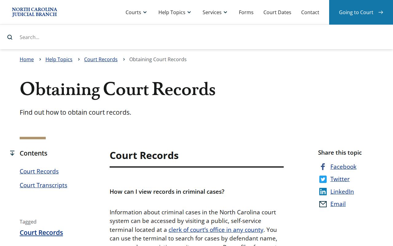 New Hanover County court records access through official court records guidance