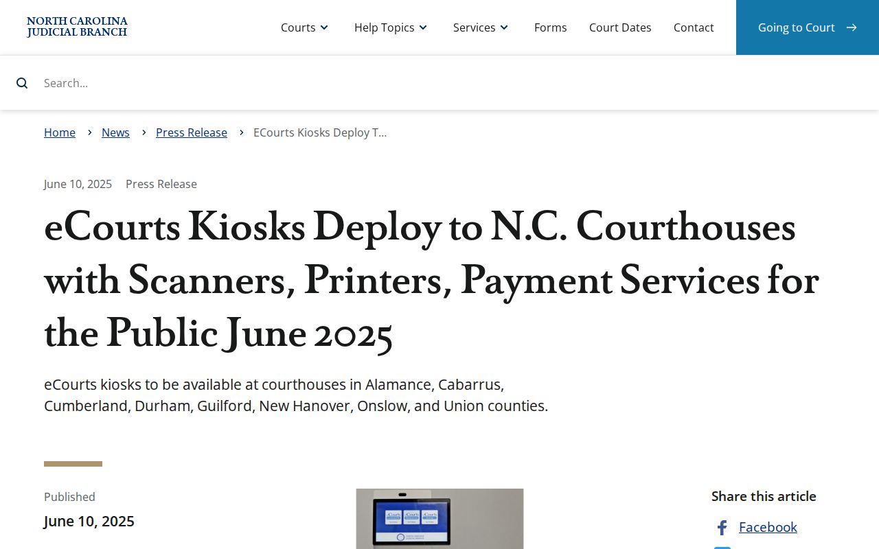New Hanover County court docket public access kiosk