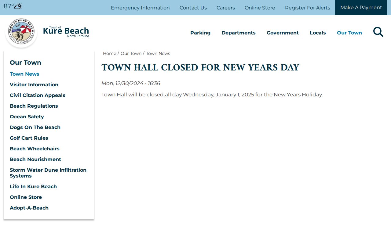 Kure Beach court records distinction and Kure Beach Town Hall information