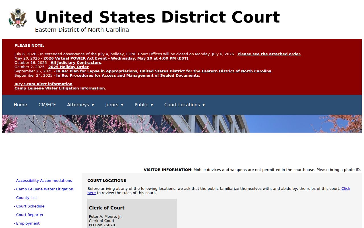 Wilmington court records federal court location