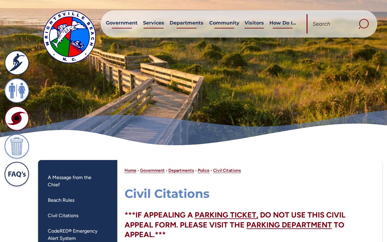 Wrightsville Beach court records Town civil citation process
