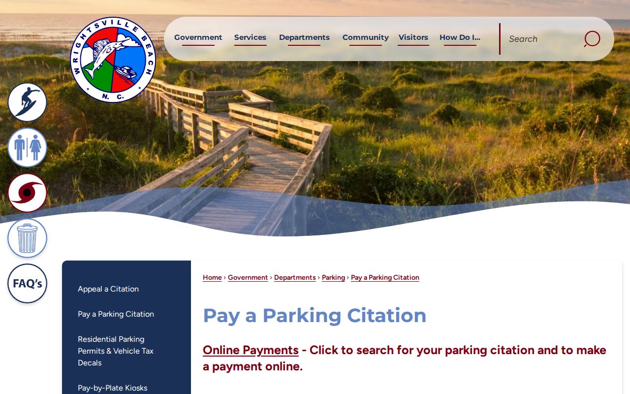 Wrightsville Beach court records Town parking citation payment route