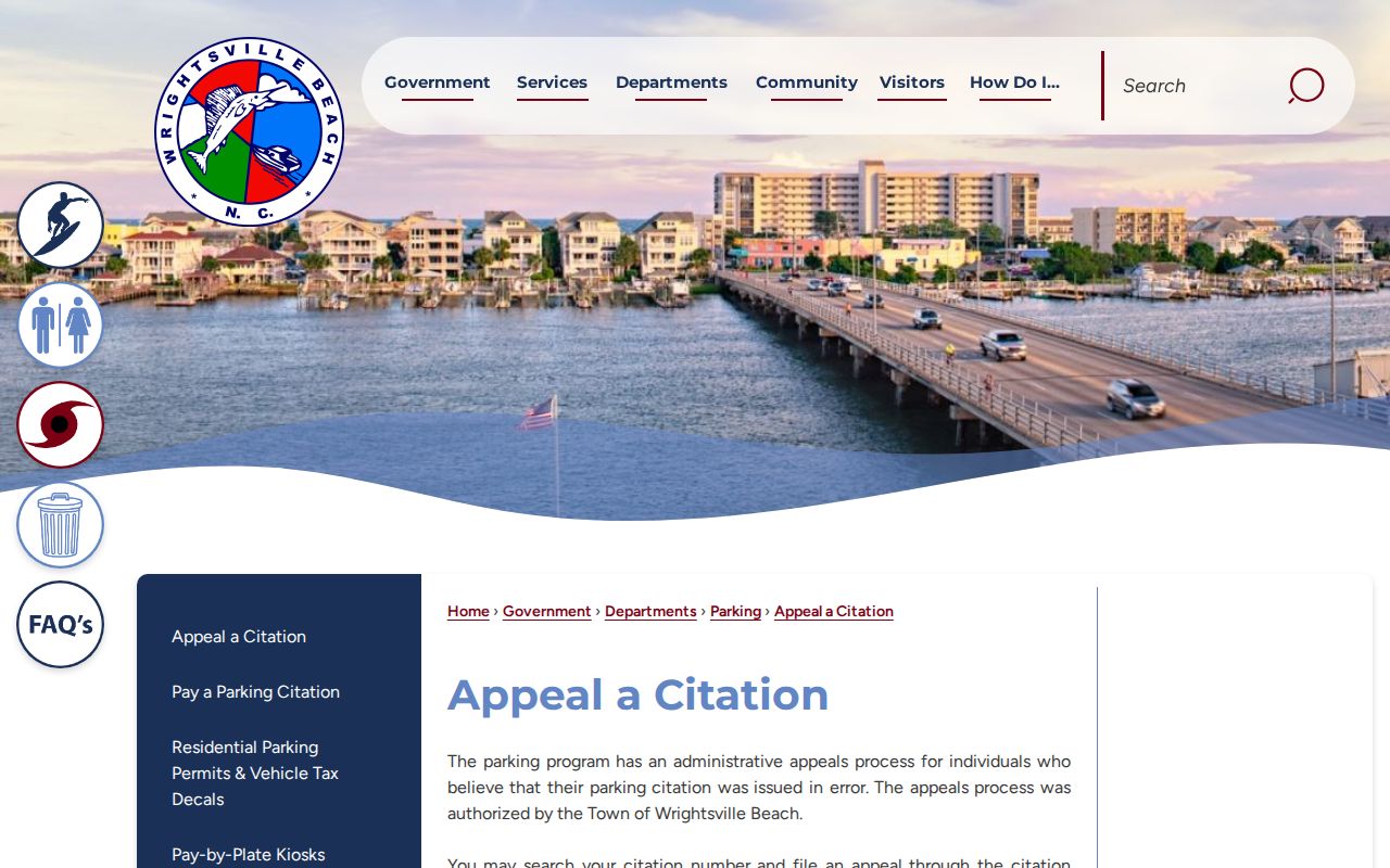 Wrightsville Beach court records parking citation appeal information